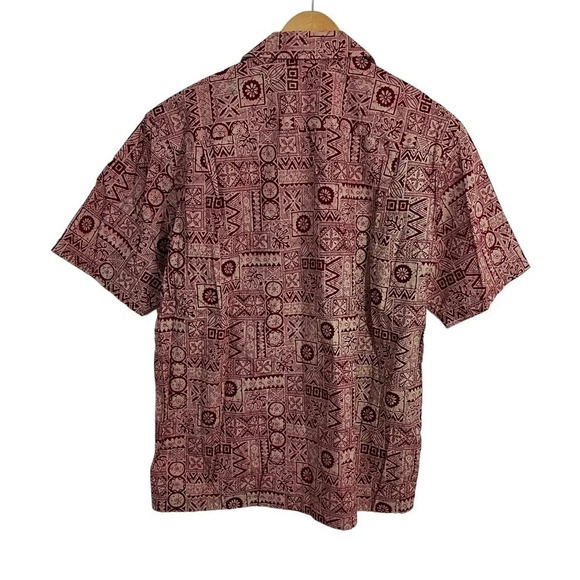 Royal Creations Hawaii Floral Button Up Shirt Mens Medium Red Beige Vintage Thin - Picture 3 of 7